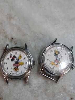 Disney Kids Minnie & Mickey Analog Watch Faces - Silver Case, White Dials